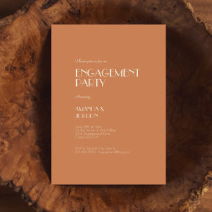 Autumn Boho Deco   Terracotta Engagement Party Invitation