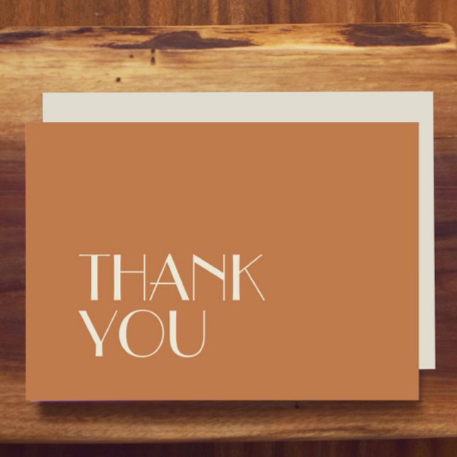 Autumn Boho Deco | Terracotta Wedding Flat Thank You Card (Creator Uploaded)