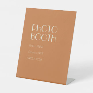 Autumn Boho Deco | Terracotta Wedding Photo Booth Pedestal Sign