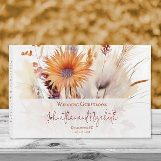 Autumn Boho Floral Wedding | White  Guest Book