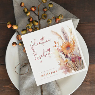 Autumn Boho Floral Wedding   White Napkin