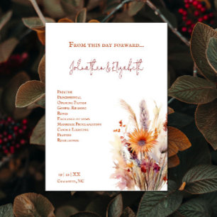 Autumn Boho Floral Wedding White Programme