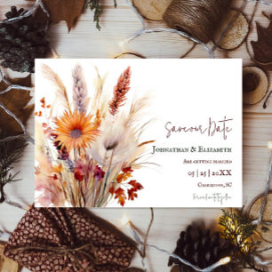 Autumn Boho Floral White Save The Date
