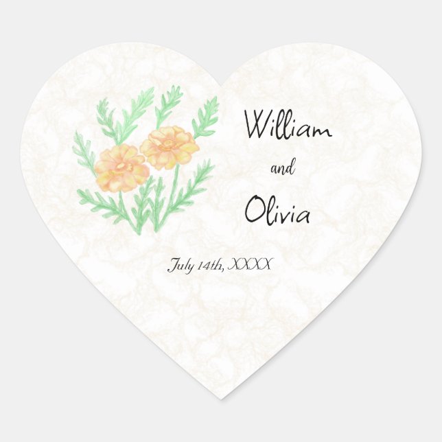 Autumn Boho Flowers  Heart Sticker (Front)