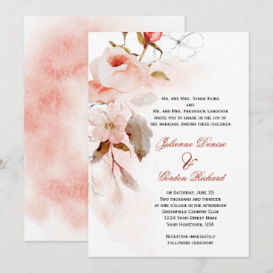 Autumn Boho Marsala Burgudy Blush Floral Wedding Invitation