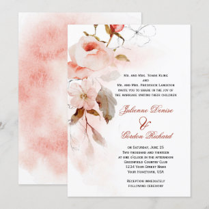 Autumn Boho Marsala Burgudy Blush Floral Wedding Invitation