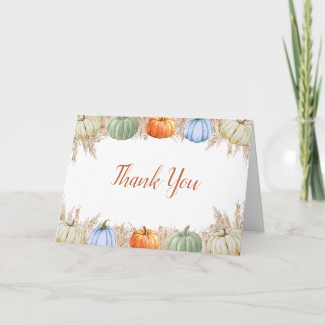 Autumn Boho Pampas Grass Thank You Card | Fall (Front)