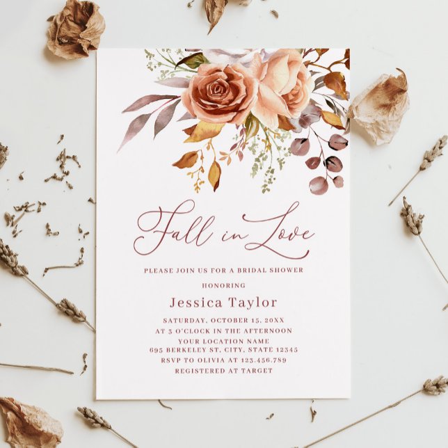 Autumn Boho Rose Flower Watercolor Bridal Shower I Invitation (Creator Uploaded)