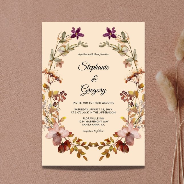 Autumn Boho Wildflower Wedding Invitation (Creator Uploaded)