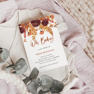 Autumn Boho Wildflowers Oh Baby   Baby Shower Invitation