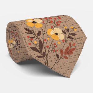 Autumn Boho Wildflowers Wedding Neck Tie