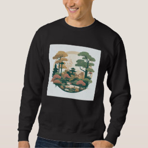 Autumn Bonsai Trees Garden Shrine Pond Japanese St Sweatshirt