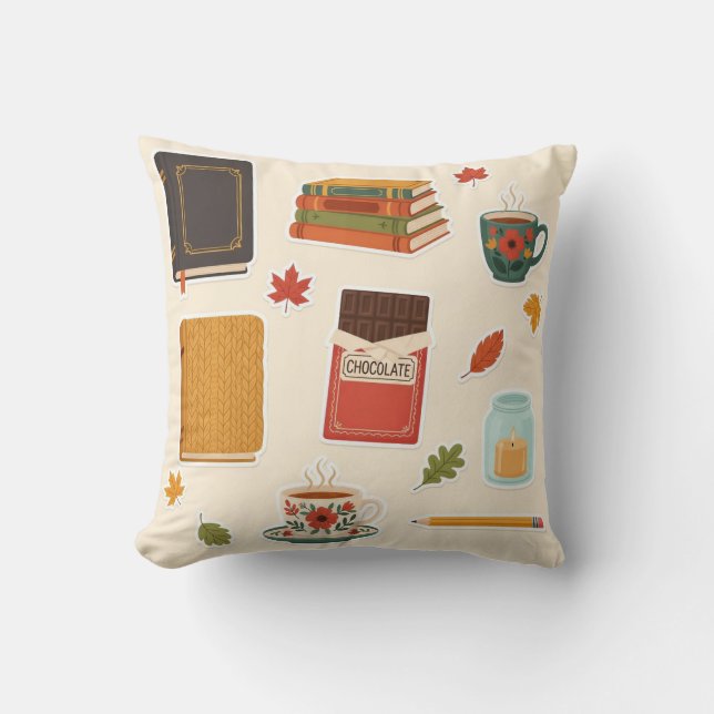 Autumn Books & Chocolate Cushion (Front)