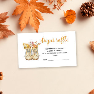 Autumn Boots Baby Shower Diaper Raffle Enclosure Card