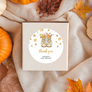 Autumn Boots Baby Shower Thank You Classic Round Sticker