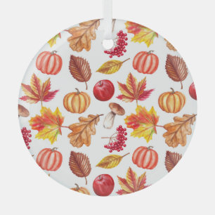 Autumn Botanic Seamless: Floral Elegance. Glass Tree Decoration
