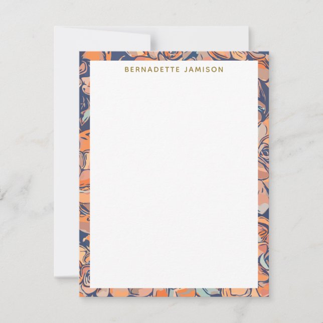 Autumn Botanical Earthy Navy Border Personalised Card (Front)