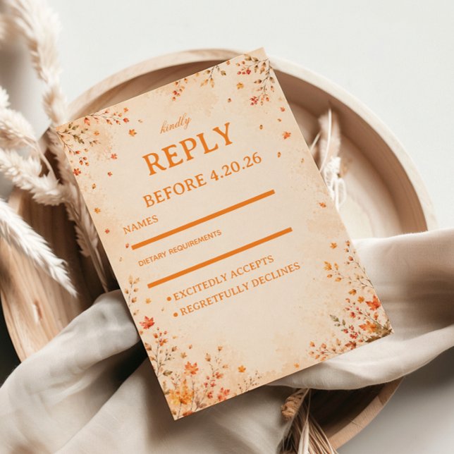 Autumn Botanical Elegant Rustic RSVP Card (Creator Uploaded)