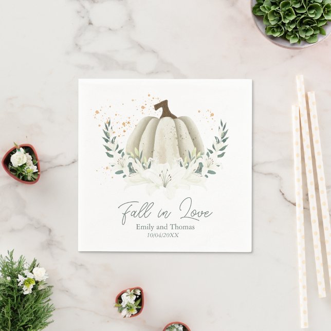 Autumn Botanical Fall in Love Wedding Napkins (Creator Uploaded)