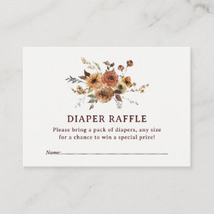 Autumn Botanical Fall Pumpkin Diaper Raffle Enclosure Card