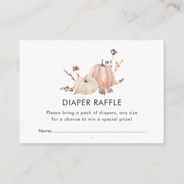 Autumn Botanical Fall Pumpkin Diaper Raffle Enclosure Card (Front)