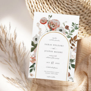 Autumn Botanical Floral Arch Frame Wedding Invitation