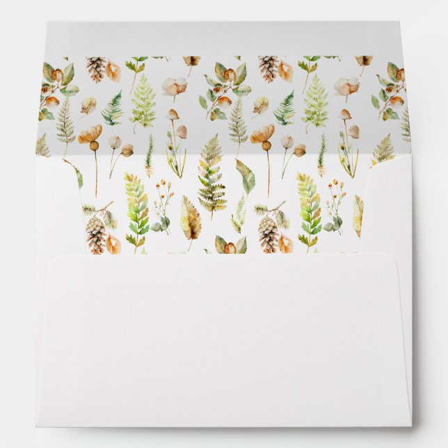 Autumn Botanical Forest Botanical Wedding Envelope (Back (Bottom))