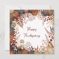 Autumn Botanical Happy Thanksgiving Greeting Card