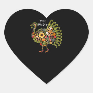 autumn botanical turkey thanksgiving give thanks . heart sticker