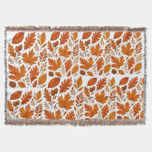 Autumn Botanical – Vintage Fall Leaves Throw Blanket