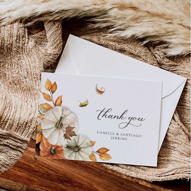 Autumn Botanical Wedding Thank You Card (Fall Botanical Wedding Thank you card)