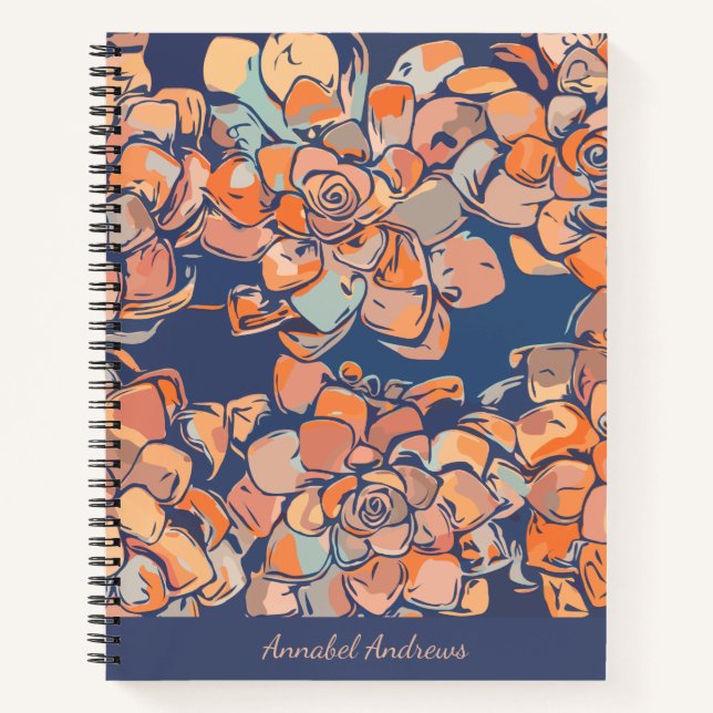 Autumn Botanicals in Earthy Neutrals and Navy Notebook (Front)