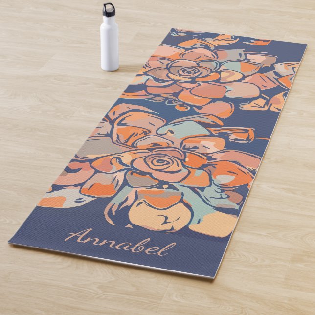 Autumn Botanicals in Earthy Neutrals and Navy Yoga Mat (In Situ)