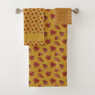 Autumn Botanicals - Mustard. Bath Towel Set