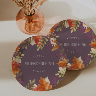 Autumn Bounty Happy Friendsgiving Paper Plate