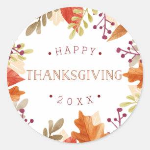 Autumn Bounty   Happy Thanksgiving Classic Round Sticker