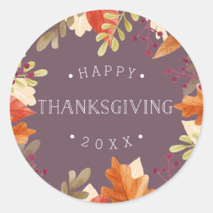 Autumn Bounty   Happy Thanksgiving Classic Round Sticker