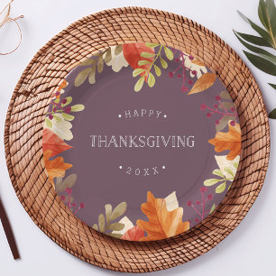 Autumn Bounty   Happy Thanksgiving Paper Plate