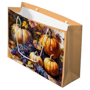 Autumn Bounty, pumpkins, Grapes honey Large Gift Bag