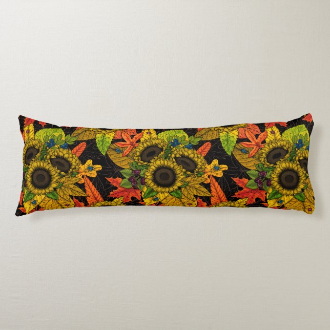Autumn bouquet on black body cushion (Front)