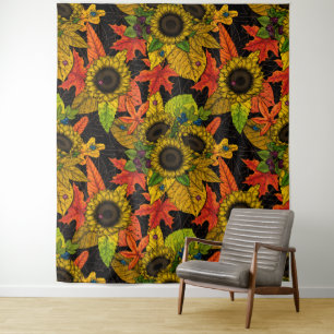 Autumn bouquet on black tapestry