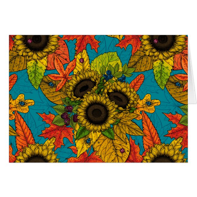 Autumn bouquet on blue (Front Horizontal)