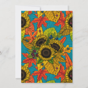 Autumn bouquet on blue