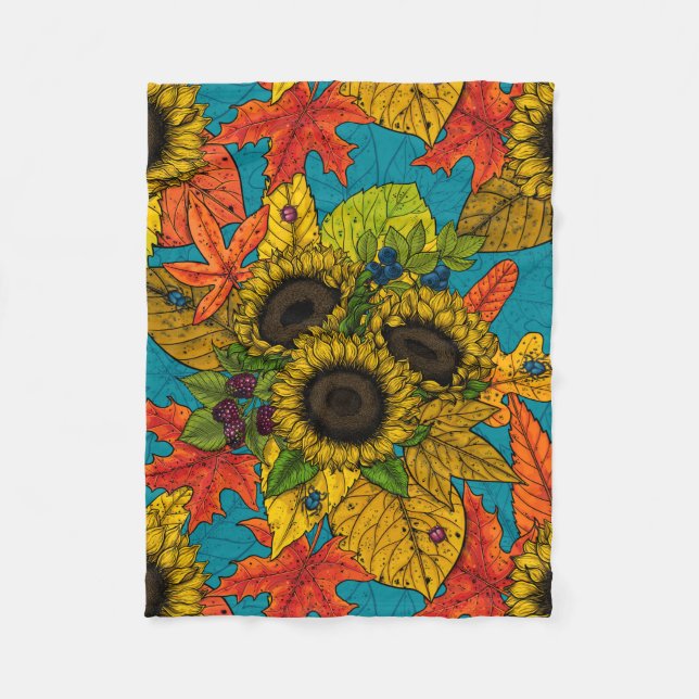 Autumn bouquet on blue fleece blanket (Front)
