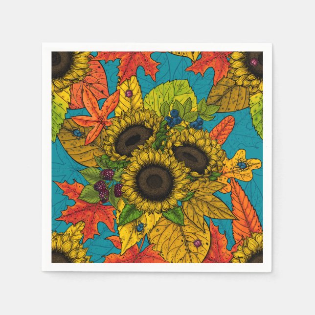 Autumn bouquet on blue napkin (Front)