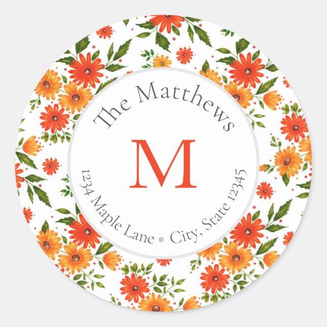 Autumn Bouquet Pattern Address Labels (Front)