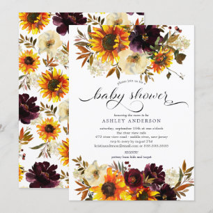 Autumn Bouquet Sunflowers Baby Shower Invitation