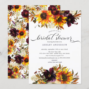 Autumn Bouquet Sunflowers Floral Invitation