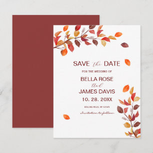 Autumn Branch Leafs Wedding Save the Date