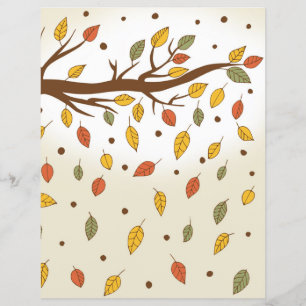 Autumn Branch with Falling Leaves